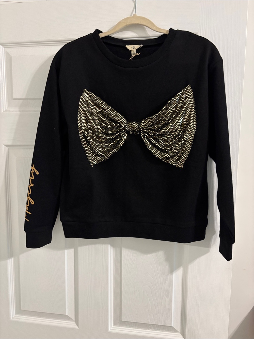 Black Sweatshirt with Gold Sequin Accent